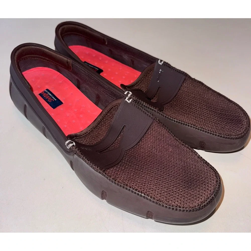 Swims Men's Penny Loafers Brown Rubber Boat Slip On Mesh Water Shoes Size 10